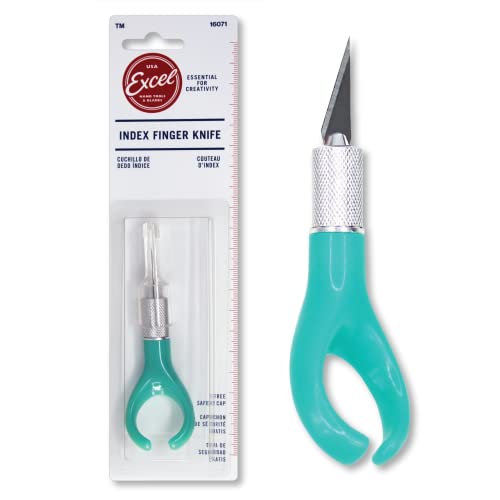 Excel Blades K71 Fingerspitzen-Bastelmesser, 17,8 cm, ergonomisches Hobbymesser mit Fingerschlaufe, Bastelbedarf, Scrapbooking-Messer und Schneidewerkzeug für präzises Schneiden und Trimmen, Grün von Excel Blades