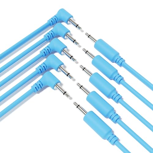 ExcelValley - 5-Pack Hybrid Mono Modular Patchkabel TS 3,5mm 1/8" [Blau | 30 cm - 11,81"] von ExcelValley