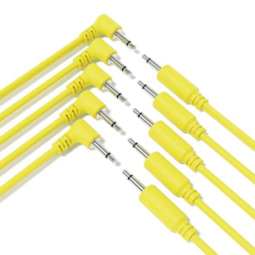 ExcelValley - 5-Pack Hybrid Mono Modular Patchkabel TS 3,5mm 1/8" [Gelb | 45 cm - 17,72"] von ExcelValley