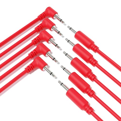 ExcelValley - 5-Pack Hybrid Mono Modular Patchkabel TS 3,5mm 1/8" [Rot | 120 cm - 47,24"] von ExcelValley