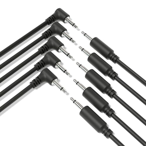 ExcelValley - 5-Pack Hybrid Mono Modular Patchkabel TS 3,5mm 1/8" [Schwarz | 200 cm - 78,74"] von ExcelValley