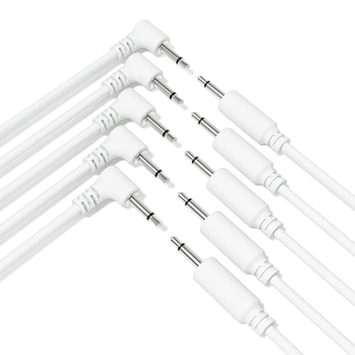 ExcelValley - 5-Pack Hybrid Mono Modular Patchkabel TS 3,5mm 1/8" [Weiß | 15 cm - 5,91"] von ExcelValley