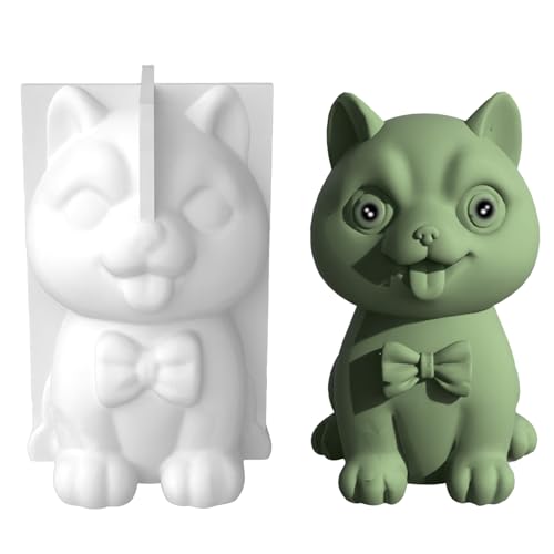 Silikonform für 3D-Hundekerzen, Cartoon-Welpe, zur Herstellung von Kerzen, Kristall, Epoxidharz, handgefertigte Seifenform von Exingk