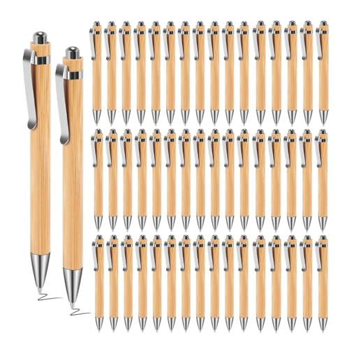 Exogio 90 Pcs Holz Kugelschreiber mit Stylus-Spitzen für Touchscreens, Schwarze Tinte, DIY Kugelschreiber Gravur Personalisiert, Natur Holzkugelschreiber zum Schreiben von Schul- und Bürobedarf von Exogio