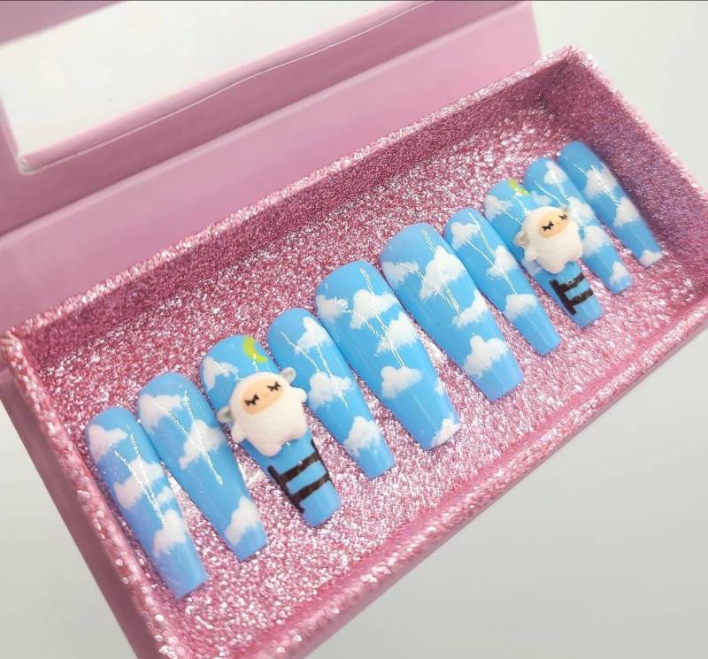 Zählschafe/ Wolkennägel/ Nagelpresse/ Kawaii Nägel von ExpressnailsDesigns