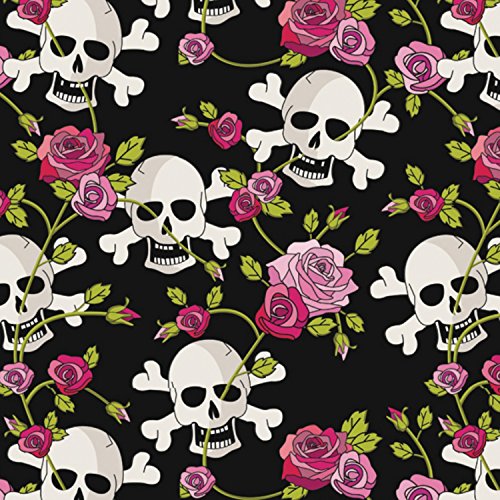 Geschenkpapier Totenkult/Totenkopf mit roten Rosen - 3er Set von ExtraPapeterie