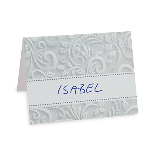 Tischkarten 40 Stück - Florales 3-D-Muster in zarten Grautönen oder Geschenkkarten als Abreißblock von ExtraPapeterie