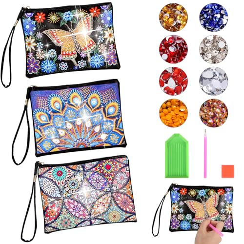 Exyvox Diamond painting kinder,Mädchen geschenke 6 7 8 9 10jahre,bastelset kinder ab 6 jahre,3 Stücke Diamond für Jungen 6-10 Jahre Kleine Kosmetiktasche Diamant Painting Kinder Erwachsene, Farbig von Exyvox