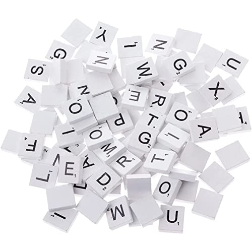 【100pcs】 Weiße Holzspänen DIY English Alphabet Puzzle Alphabetisierung Quadrate Baby intellektuelle Entwicklung Holzspäne 【Weiß】. von Eyccier