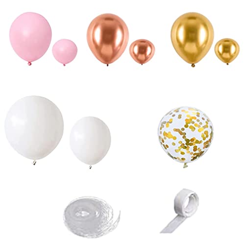 Eyccier 1Set DIY Rose Gold GOBLOON Garland Arch KIT 160pcs mit Konfetti -Luftballons Hintergrund Babyparty Prinzessin Mädchen Geburtstag Brautdusche Hochzeit Jubiläum Dekoration (Pink White von Eyccier