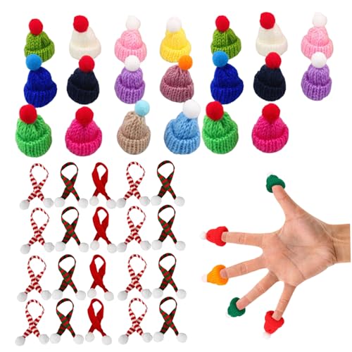 Eyccier Mini Weihnachtshüte und Schals 40pcs/Set Mini Santa Hüte für Handwerksbetriebsmantel DIY Craft Mini Strickhut für Weinflaschen Weihnachten Party Dekorationen .. von Eyccier