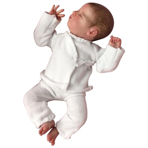 Eyccier Reborn Puppen, 9,8 Zoll, Silikon Babypuppe, weiche, realistische Babypuppe mit handgezeichneten Haaren und Kleidung, die echt Aussehen, lebensechte Babypuppe als Geschenk für Mädchen von Eyccier