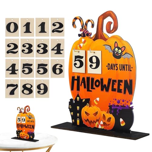 Halloween Adventskalender 2023 Kürbisform aus Holz Halloween Countdown -Kalender mit 15 Prozent von Eyccier