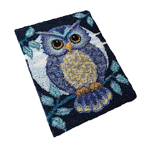 Latch Hook Teppich Kit DIY OWL Häkelteppichstickart Teppich Makit Kits Latch Hook Teppichkits für Erwachsene Kinder 50x38cm von Eyccier