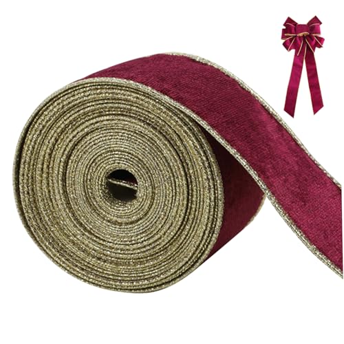 Eyccier Samtband rotes Samtband, 1 Roll 30ft DIY Dekorative Feste Farbe Weihnachtsband für Geschenkverpackung Bogen Machen Weihnachtskranz, Weinrot von Eyccier