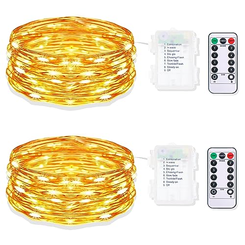 Eyesgood LED Lichterkette Innen Batterie Betrieb 5M 50 LED Lichterkette Außen Weihnachtsbaum Lichterketten Aussen mit Timer 8 Modi für Weihnachten Kinderzimmer Garten Baum Outdoor von Eyesgood