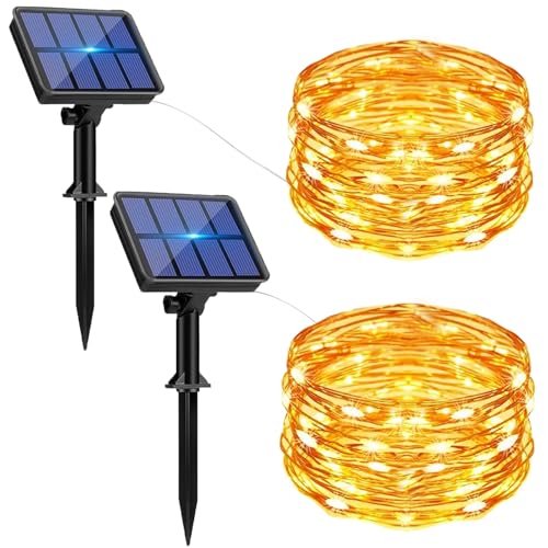 Eyesgood LED Solar Lichterkette Außen mit Batterie 2 Stück 10m Lichterketten Weihnachtsbaum Aussen Outdoor für Weihnachten Garten Tannenbaum Halloween von Eyesgood