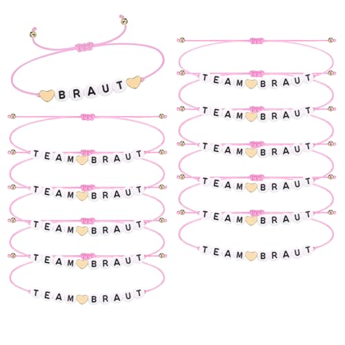 12 Stück JGA Armbänder Frauen Team Braut JGA Accessoires Frauen, Junggesellenabschied Frauen JGA Deko Frauen Team Bridesmaids Jungessellinnenabschied Braut Team Bride Armbänder. (Rosa) von Eyezeeption