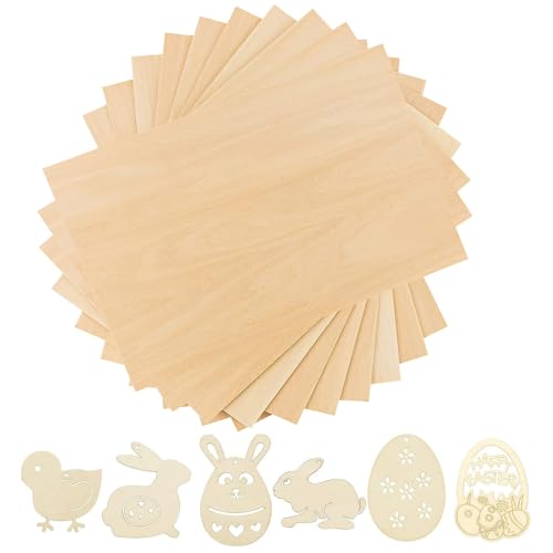 Eylkeup 10 Stücke Balsaholzblätter, Sperrholzplatte Holz, Bastelholzplatten Holzplatten zum Basteln, Dünnes Lindenholzplatten Unlackiert Lindenholz für Basteln 30 * 20cm von Eylkeup