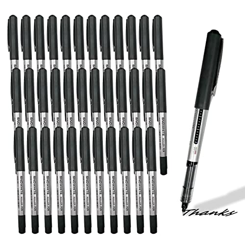 Eylkeup Tintenroller, 36 Stück Tintenroller Stifte Schwarzer, 0.5 mm Glatter Kugelschreiber, schnelltrocknend, flüssige Tinte, Flüssigtinte Rollerball Stift für Büro Schule, Geschäft von Eylkeup