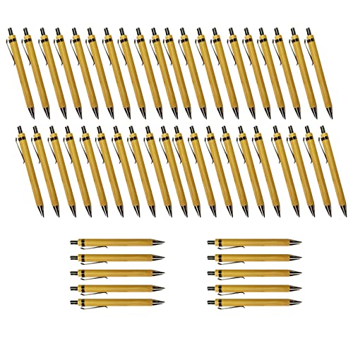 Eylkeup 50Pcs Holz-Kugelschreibern Set, Bambus Kugelschreiber, nachhaltig und umweltfreundlich, Holzkugelschreiber für Schreiben, Journaling, Schule, Bürobedarf, Abschlussgeschenk von Eylkeup