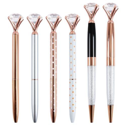 Eyourlife 6 Stück Kugelschreiber Kristall Niedlich Diamant Schwarze Tinte Kristalldiamantstift Kreatives Briefpapier Stift für Schule Büro Bedarf Abschluss Jubiläum von Eyourlife