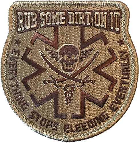 Rub Some Dirt On It Medic, EMS, EMT, Sanitäter – bestickter Moral-Aufnäher (hellbraun) von F-Bomb Morale Gear