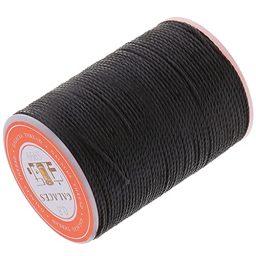 F Fityle 0.8mm Gewachster Polyester Geflochtener Faden Für DIY Lederwaren, 55 Meter, Schwarz von F Fityle