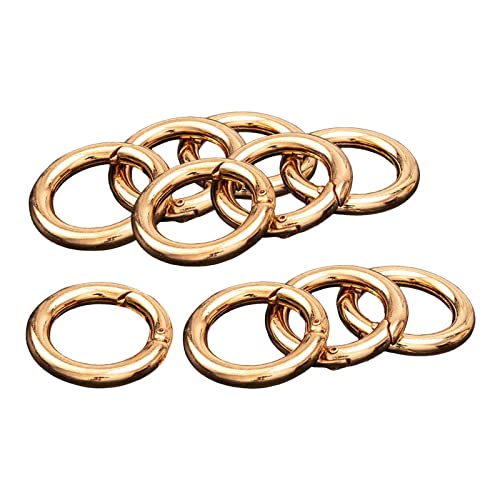 F Fityle 10x Karabinerhaken Federschnalle Schlüsselanhänger Verschluss Kreis Metall Karabiner Clip DIY für Geldbörse Tasche Schlüssel Schmuck Zubehör, Gold 25mm von F Fityle