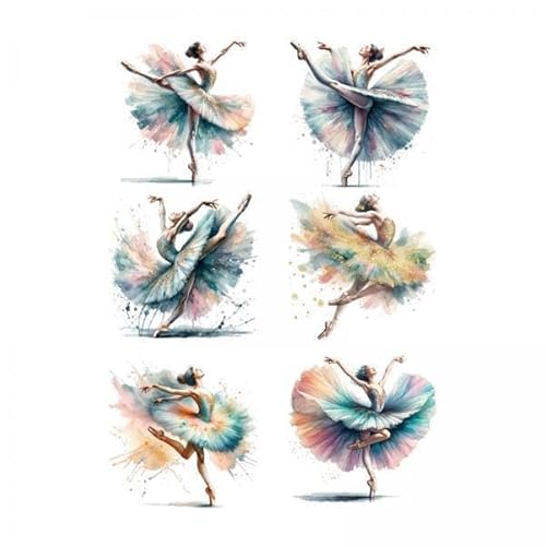 F Fityle 2x Wandtattoos „Ballettmädchen“ mit Ballerinas, Ballettmädchen Kunst, Malerei, Balletttänzerin, Poster für Mädchenschlafzimmer von F Fityle