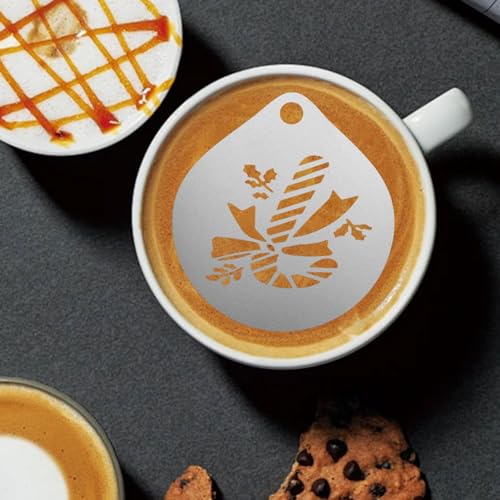 F Fityle 3 X Schaumstoff Latte Art Schablone, Kaffee Schablone Aus Edelstahl mit Loch, Kaffee Dekorationsschablone für Mousse, Café, Kekse von F Fityle