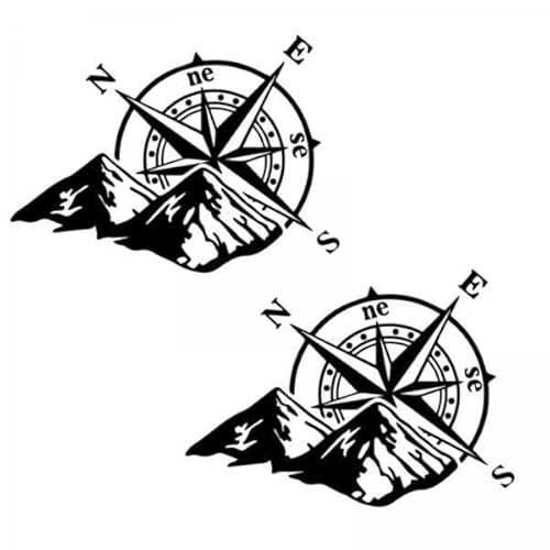 F Fityle 3X 2 Stück Autoaufkleber Kompass mit Berghaubenaufkleber Universalaufkleber Wasserdicht für Autokarosserie Motorrad Wohnmobil Auto von F Fityle