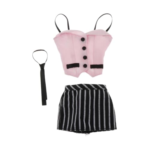 F Fityle 3x1/6 Maßstab Damen Kleidung Anzug, Voll Anzug, Top Rock und Krawatte, DIY Puppe Cosplay Mode Geschenke Outfit für 12 Zoll Figur Körper, Rosa von F Fityle