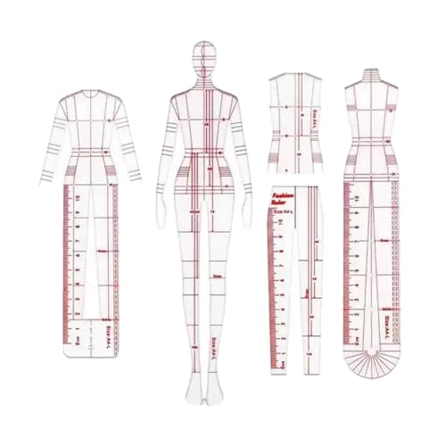 F Fityle 4 Modelle Mode Zeichnung Vorlage Lineale Kleidung Design Lineal Muster Vorlage für Kleidung DIY Quilten Nähen Designer von F Fityle