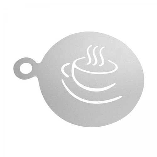 F Fityle 4x Schaum Latte Art Vorlage, Edelstahl Kaffee Schablone mit Loch, Kaffee Dekoration Schablone für Mousse, Coffee Shop, Cookie von F Fityle