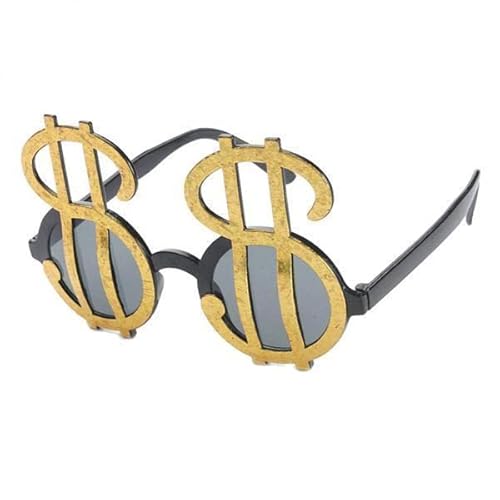 F Fityle 5xGold Shiny Dollar Kostüm Brille Geld Festliche Party Photobooth Brillen, Gold, 5 Stk. von F Fityle