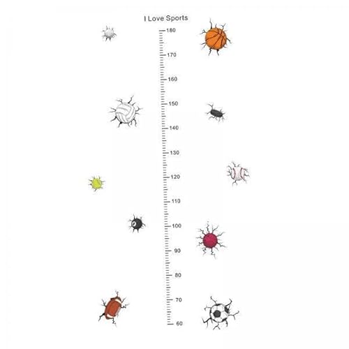 F Fityle 6X Wachstumsmesslatte Tapete, Wanddekoration, DIY Dekor Höhenmessung, Sportthema Wandlineal Wandkunst für Spielzimmer von F Fityle