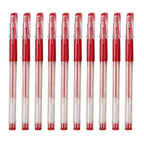 F Fityle 6x10 Stücke 0,5mm Medium Nib Minen Roller Ball Pen Gel Stift Glattes Schreiben Rot, Rot, 3 Stk. von F Fityle