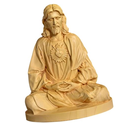 F Fityle Holzfigur Jesus-Statue, religiöses Sammlerstück für Heimdekoration, Ornament, Skulptur für Schreibtisch, Schlafzimmer, Bücherregal, Büro, Innenbereich, Holz 10 cm von F Fityle