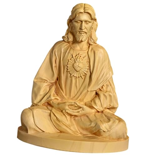 F Fityle Holzfigur Jesus-Statue, religiöses Sammlerstück für Heimdekoration, Ornament, Skulptur für Schreibtisch, Schlafzimmer, Bücherregal, Büro, Innenbereich, Holz 15 cm von F Fityle