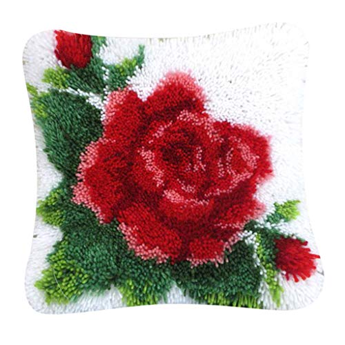 F Fityle Knüpfkissen Knüpfpackung zum Selbstknüpfen eines Kissens Deko-Kissenbezug Knüpfen Knüpfbilder, Blumen Motiv, 40x40 cm - 4 von F Fityle