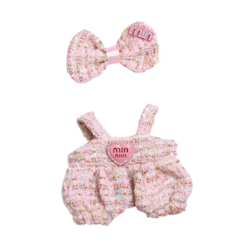 F Fityle Mädchen-Puppenkleidung, Puppen-Miniatur-Kleidung mit Haar-Accessoires, modische süße Puppenkleidung, Anzug, Puppen-Overalls für Kinder , Rosa von F Fityle