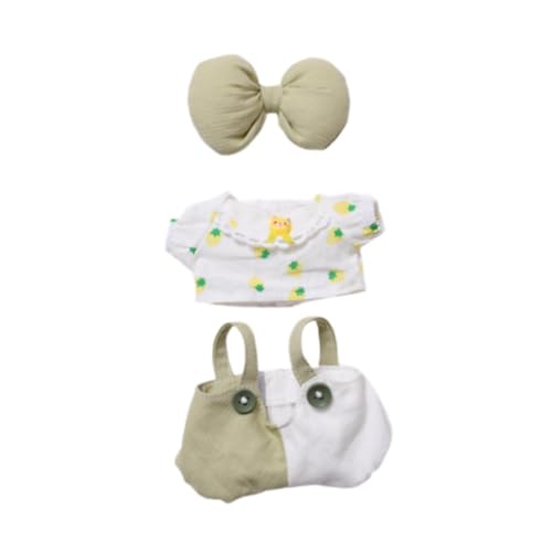 F Fityle Plüsch-Puppen-Kleidung, Kleidung, Schleife, Dekoration, Cartoon, niedliche Requisiten, Mädchen-Geschenk, Alive Mini-Kleidung, Kostüme, Geschenk für, Grünes Set von F Fityle