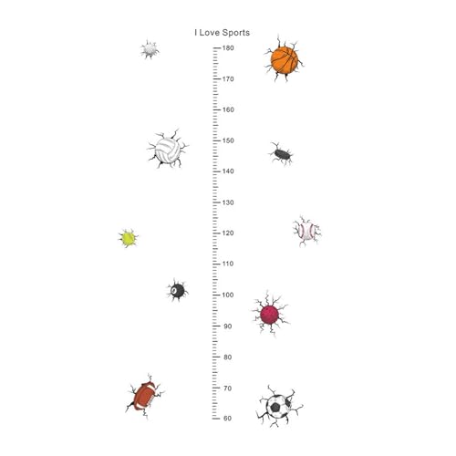 F Fityle Wachstumsmesslatte Tapete, Wanddekoration, DIY-Dekor Höhenmessung, Sportthema Wandlineal Wandkunst für Spielzimmer, D von F Fityle