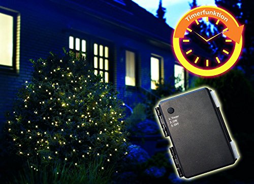 Batteriebetriebenes Lichternetz mit 200 warmweißen LEDs, 3 x 3 Meter von F-H-S International