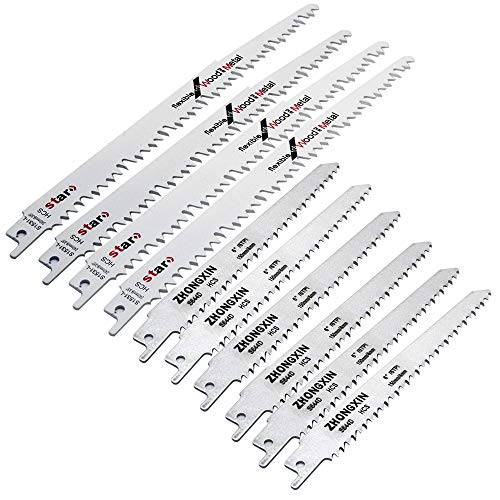 TF Säbelsägeblätter-Set, 10 Stück, Säbelsägeblätter, Universal-Ersatzklingen aus Hartstahl (240 mm 150 mm) für Metall-/Holzschneiden von F&T