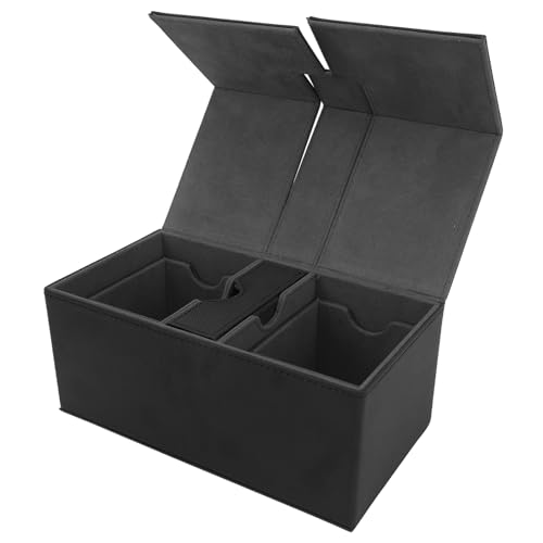 F&Y Kartendeckbox aus PU-Leder mit großem Fassungsvermögen, 3 Schubladen, Magnetverschluss, für über 200 Karten (Black) von F&Y