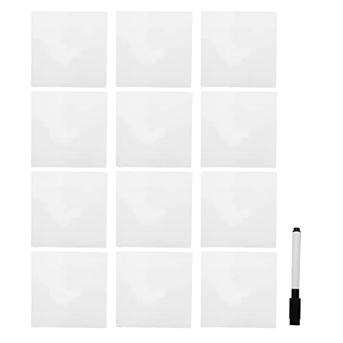Whiteboard-Aufkleber mit Marker für Kühlschrank, Spiegel, Schreibtisch, 10,2 x 10,2 cm, trocken abwischbar, waschbar, wiederverwendbar, 12 Stück von F&Y