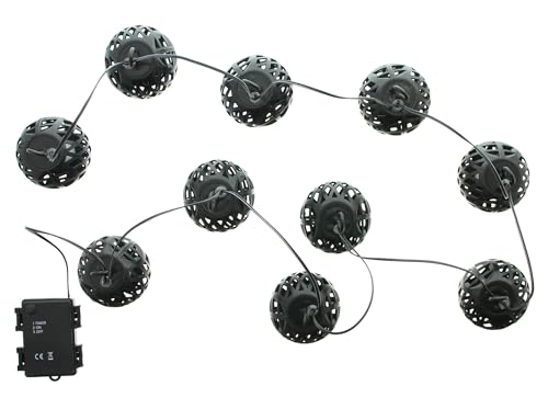 LED-Lichterkette "Flamme". Kunststoff. schwarz. 10 warmweiße LEDs. batteriebetrieben. Flammeneffekt. Timerfunktion Maße: Gesamtlänge 130 cm. Kugel Ø 7 cm. für den Außenbereich geeignet von F1885