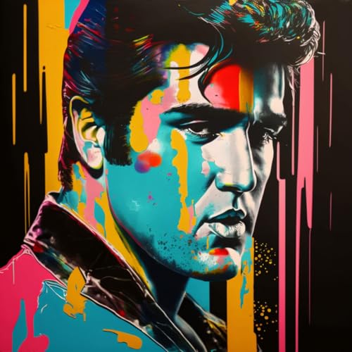 F4B Elvis Presley Diamond Painting 40x40cm | Quadratische Strasssteine | Musik | Künstler | Sänger | Hollywood | Paket Erwachsene und Kinder von F4B